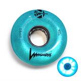 100A AQUA Glitter Professionally Dyed Luminous Light-Up Roller Skate Wheels, Set of 4