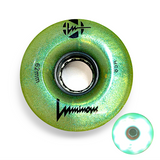 85A LIME Glitter Professionally Dyed Luminous Light-Up Roller Skate Wheels, Set of 4