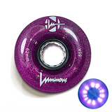 85A Purple Haze Plum Glitter Luminous LED Quad Light Up Skate Wheels, Set of 4