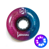 85A Galaxy Glitter (Blue/Fuchsia) Luminous LED Quad Light Up Skate Wheels, Set of 4
