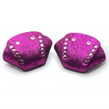 Fuchsia Hot Pink Glitter Suede Roller Skate Toe Caps