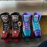 Red Glitter Suede Roller Skate Toe Caps