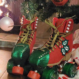 Green Glitter Suede Roller Skate Toe Caps