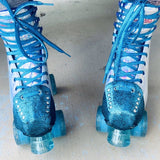 Teal Glitter Suede Roller Skate Toe Caps