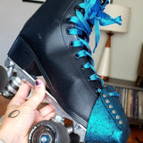 Teal Glitter Suede Roller Skate Toe Caps