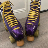 Purple Glitter Suede Roller Skate Toe Caps
