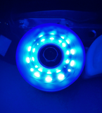 100A ROYAL BLUE Glitter Professionally Dyed Luminous Light-Up Roller Skate Wheels, Set of 4