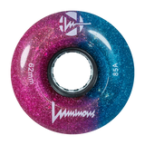 85A Galaxy Glitter (Blue/Fuchsia) Luminous LED Quad Light Up Skate Wheels, Set of 4