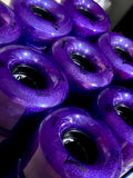 100A DEEP PURPLE Glitter Professionally Dyed Luminous Light-Up Roller Skate Wheels, Set of 4