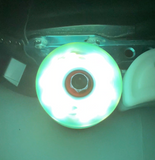 85A LIME Glitter Professionally Dyed Luminous Light-Up Roller Skate Wheels, Set of 4