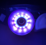 85A PURPLE Glitter Professionally Dyed Luminous Light-Up Roller Skate Wheels, Set of 4