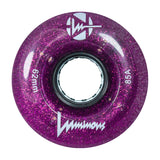 85A Purple Haze Plum Glitter Luminous LED Quad Light Up Skate Wheels, Set of 4