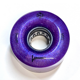 100A DEEP PURPLE Glitter Professionally Dyed Luminous Light-Up Roller Skate Wheels, Set of 4