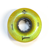 100A YELLOW Glitter Professionally Dyed Luminous Light-Up Roller Skate Wheels, Set of 4