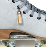 Beige/Tan Suede Roller Skate Tassel Charm