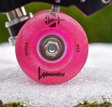 85A PINK Glitter Luminous LED Quad Light Up Skate Wheels, Set of 4