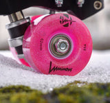 85A PINK Glitter Luminous LED Quad Light Up Skate Wheels, Set of 4