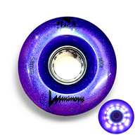 100A DEEP PURPLE Glitter Professionally Dyed Luminous Light-Up Roller Skate Wheels, Set of 4