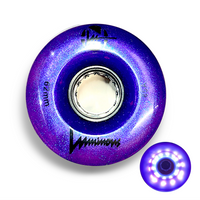 85A PURPLE Glitter Professionally Dyed Luminous Light-Up Roller Skate Wheels, Set of 4