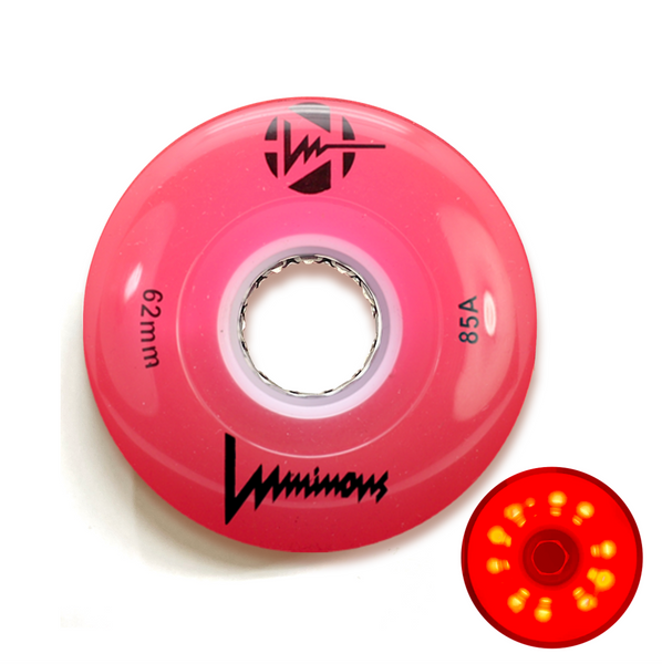 85A RED Luminous LED Quad Light Up Skate Wheels, Set of 4