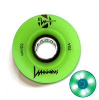 85A GREEN GLOW Luminous LED Quad Light Up Skate Wheels, Set of 4