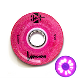 85A PINK Glitter Luminous LED Quad Light Up Skate Wheels, Set of 4