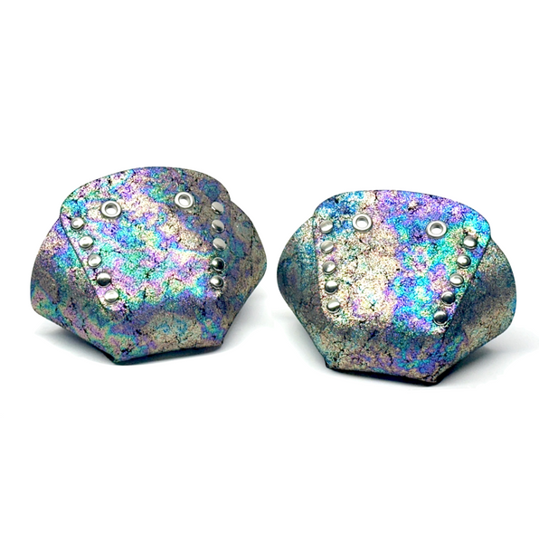 Oil Slick Glitter Suede Toe Caps / Toe Guards (Pair) by ROLLERSTUFF