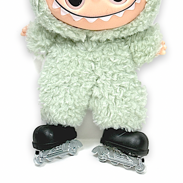 Labubu Inline Skates, Mini Rollerblades for Labubu Doll, Removable skates, Black *Skates Only, DOLL NOT INCLUDED