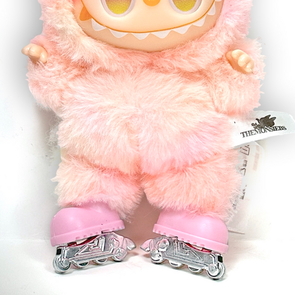 Labubu Inline Skates, Mini Rollerblades for Labubu Doll, Removable skates, Pink *Skates Only, DOLL NOT INCLUDED