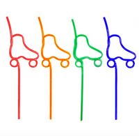Roller Skate Crazy Straws! Reusable, Pack of 4 Assorted Colors
