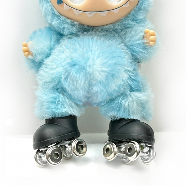 Labubu Roller Skates - Metal Wheels, Black Chrome *SKATES ONLY, DOLL NOT INCLUDED