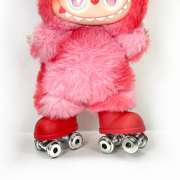 Labubu Roller Skates - Metal Wheels, Red Chrome *SKATES ONLY, DOLL NOT INCLUDED