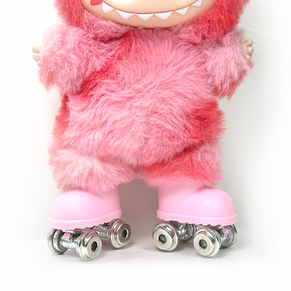 Labubu Roller Skates - Metal Wheels, Pink Chrome *SKATES ONLY, DOLL NOT INCLUDED