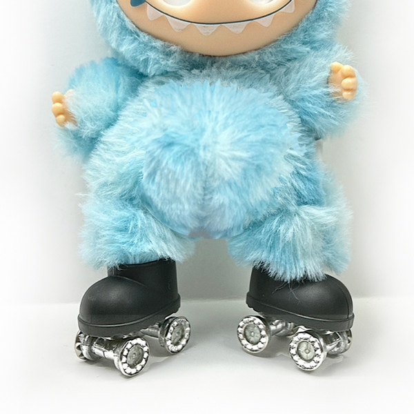 Labubu Roller Skates - Metal Wheels, Black Bling *SKATES ONLY, DOLL NOT INCLUDED