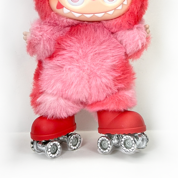 Labubu Roller Skates - Metal Wheels, Red Bling *SKATES ONLY, DOLL NOT INCLUDED