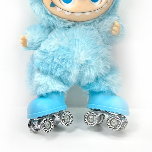 Labubu Roller Skates - Metal Wheels, Blue Bling *SKATES ONLY, DOLL NOT INCLUDED