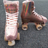 Light Pink Glitter Suede Roller Skate Toe Caps