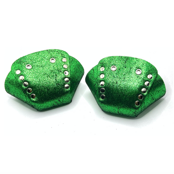 Green Glitter Suede Roller Skate Toe Caps