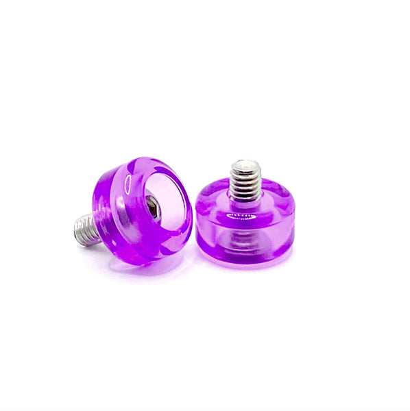 Bolt-On Purple Gemstone Toe Plugs, Pair