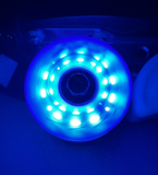 85A ROYAL BLUE Glitter Professionally Dyed Luminous Light-Up Roller Skate Wheels, Set of 4