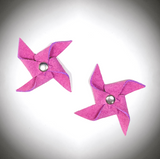 Pinwheel Shoelace Charms Roller Skate Accessory, Fuchsia Suede (Set of 2)