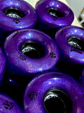 100A DEEP PURPLE Glitter Professionally Dyed Luminous Light-Up Roller Skate Wheels, Set of 4
