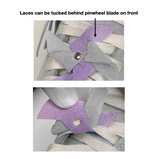 Pinwheel Shoelace Charms Roller Skate Accessory, Lilac Suede (Set of 2)