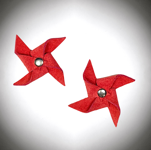 Pinwheel Shoelace Charms Roller Skate Accessory, Red Suede (Set of 2)