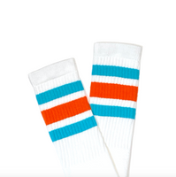 Orange and Aqua Stripes Under-the-Knee Skater Socks