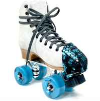 Blue Metallic Splash Suede Roller Skate Toe Caps / Toe Guards