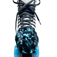 Blue Metallic Splash Suede Roller Skate Toe Caps / Toe Guards