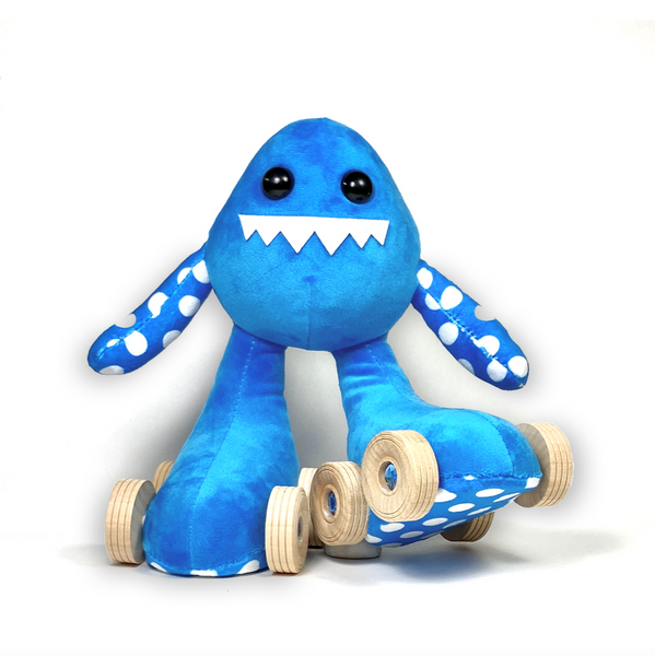 Blue Polka Dot Skate Monster