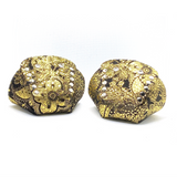 Gold Metallic Paisley Suede Roller Skate Toe Caps / Toe Guards (Pair)