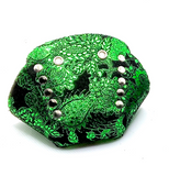 Green Metallic Paisley Suede Roller Skate Toe Caps / Toe Guards (Pair)